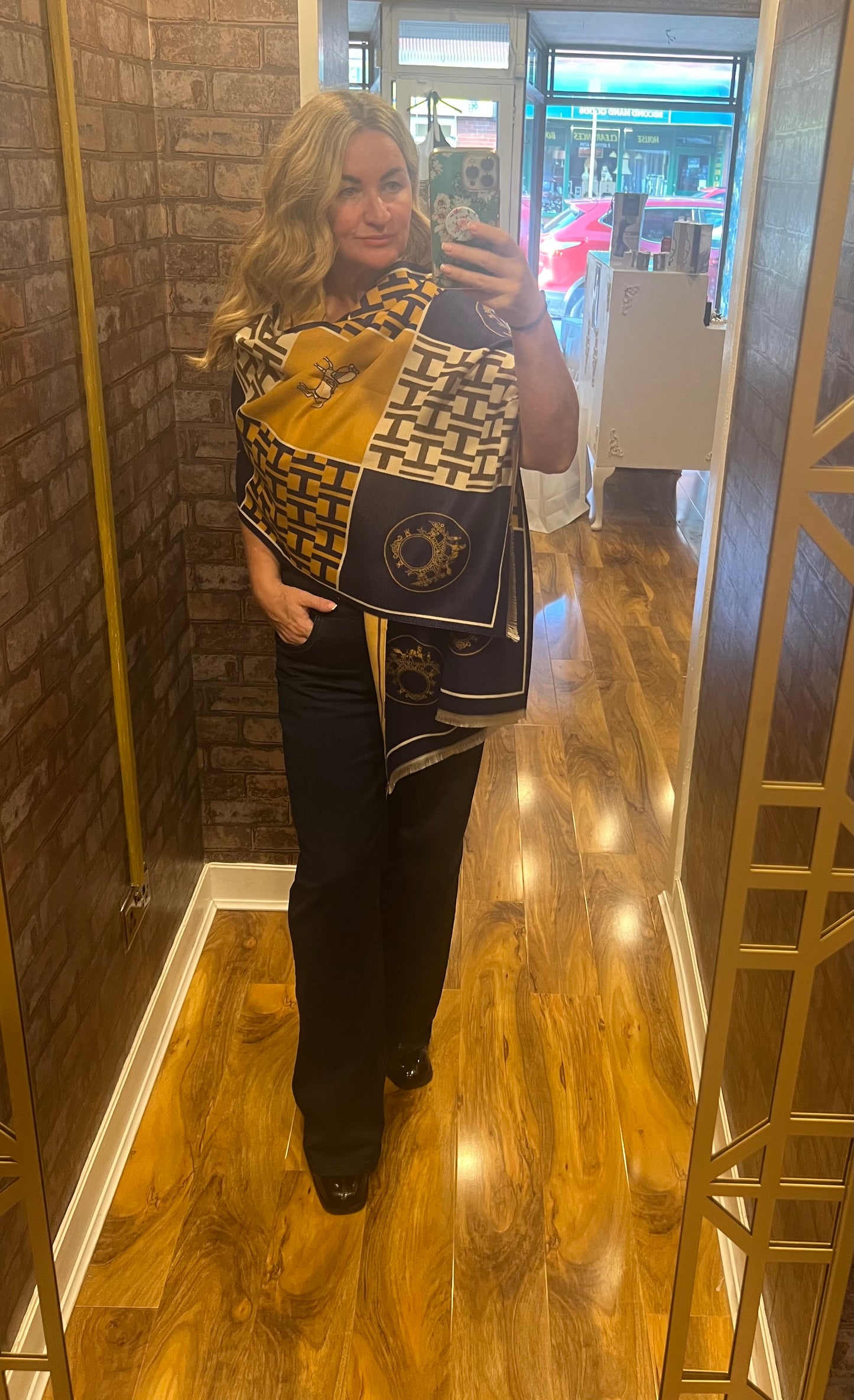 Geometric & horses print scarf