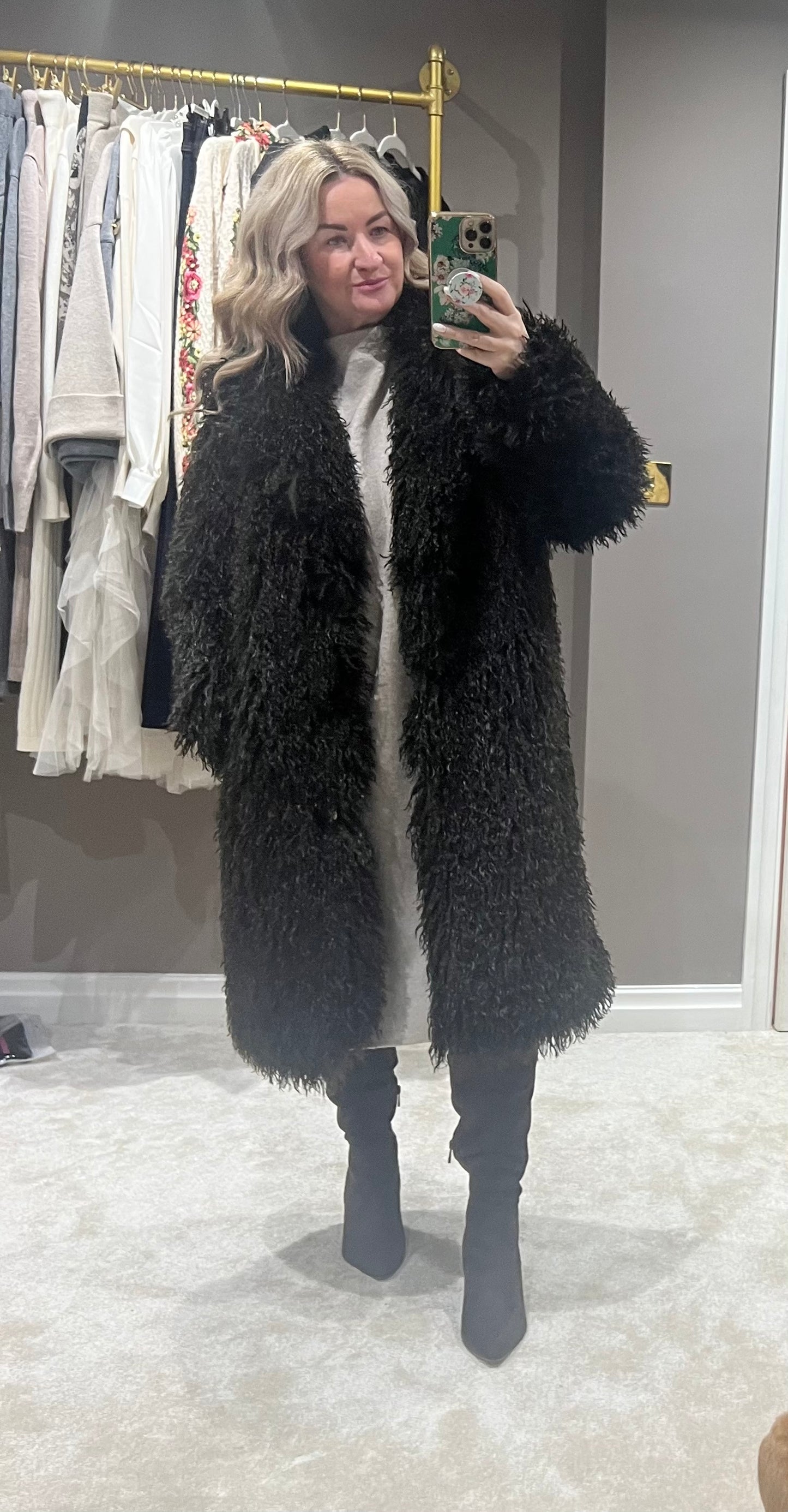 Shaggy textured fur coat