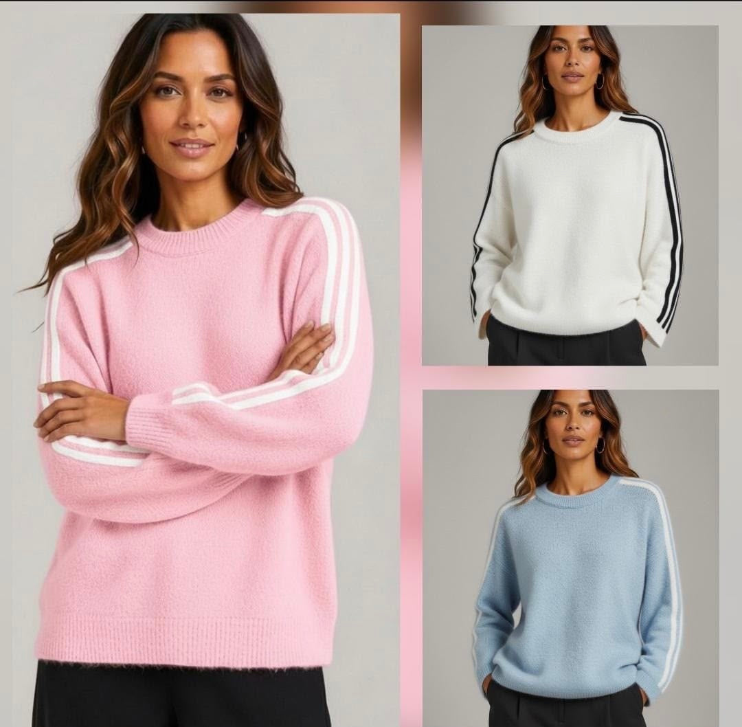 Stripe knit sleeve jumper