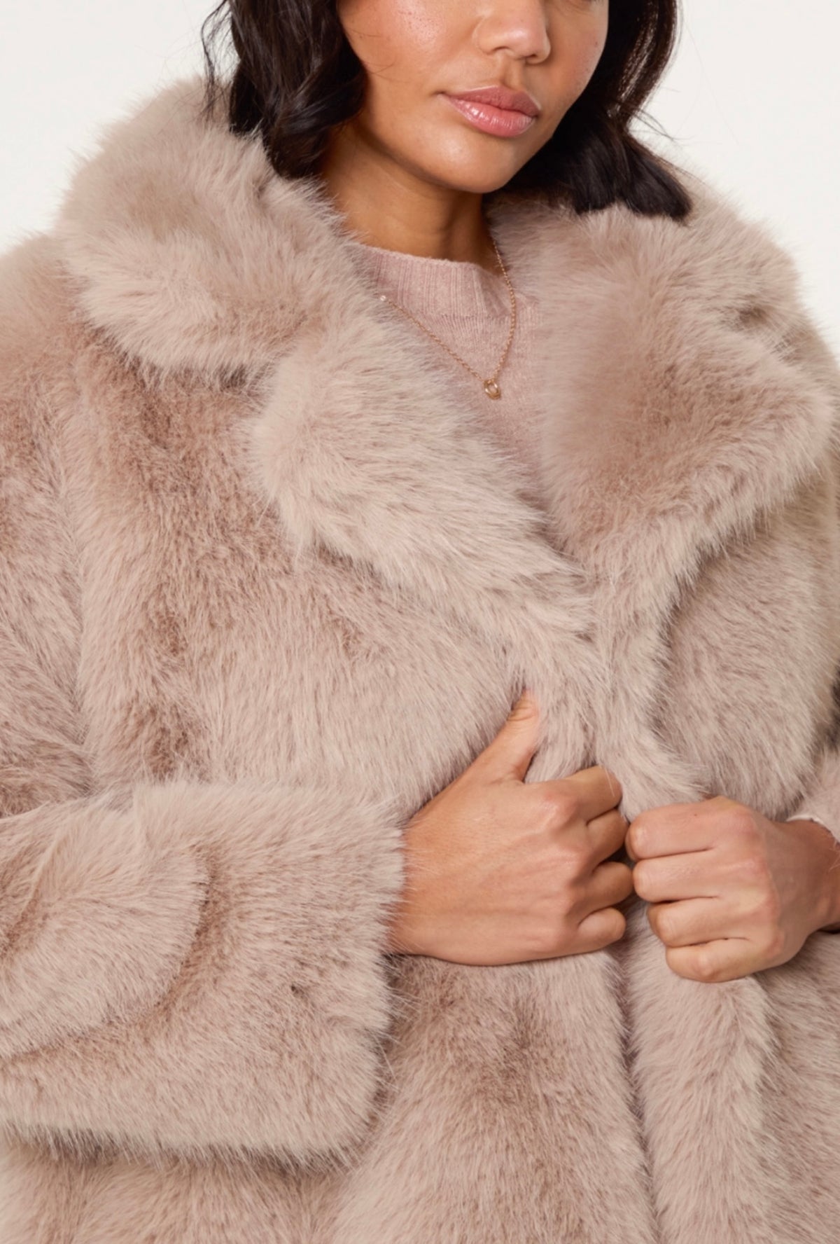 Beige faux fur