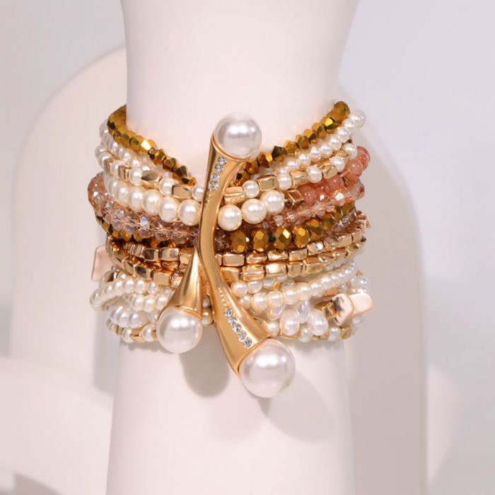 Multi layered pearl & Gemstone bracelet
