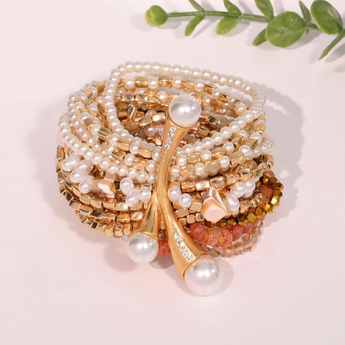 Multi layered pearl & Gemstone bracelet
