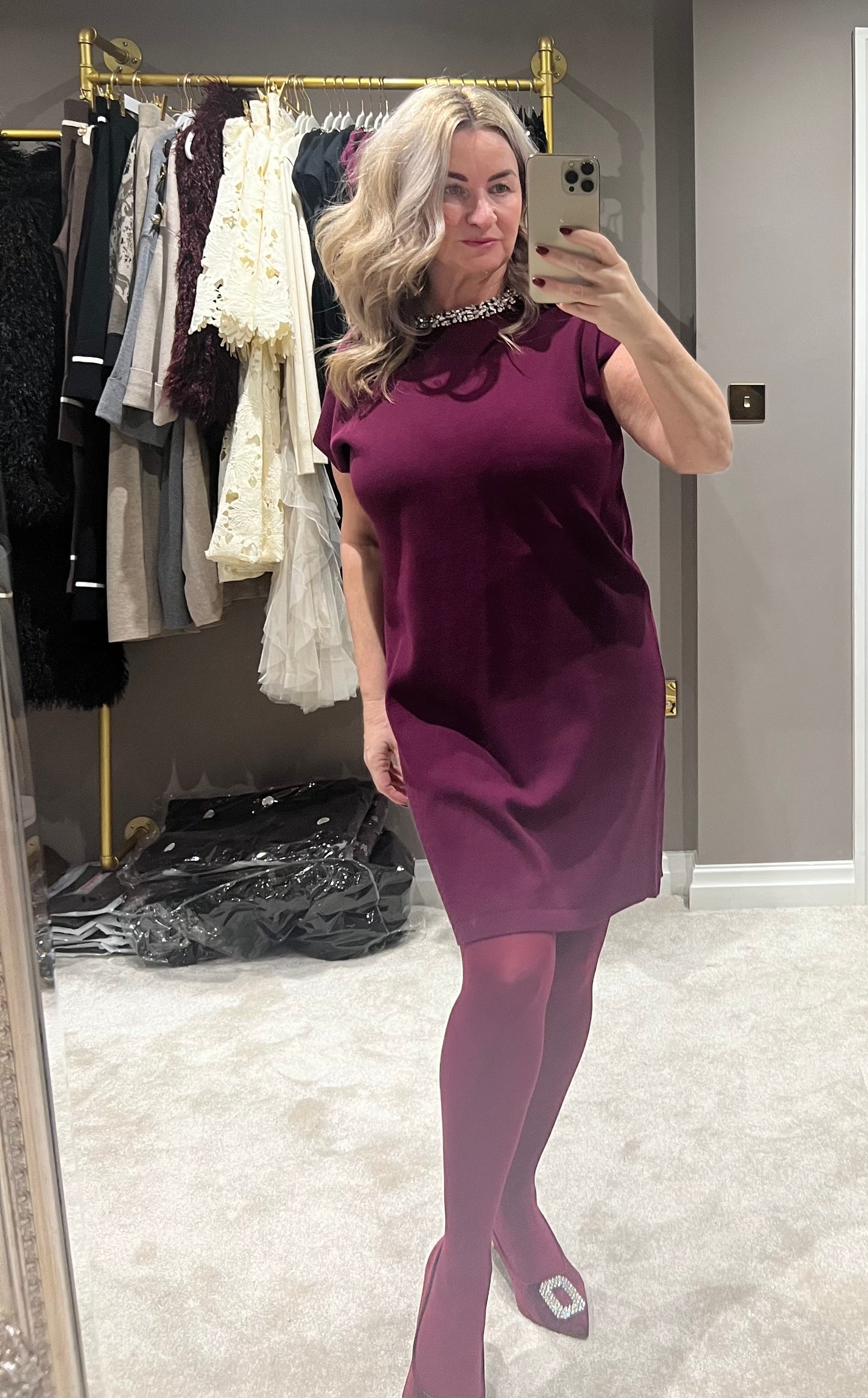 Diamanté neck dress