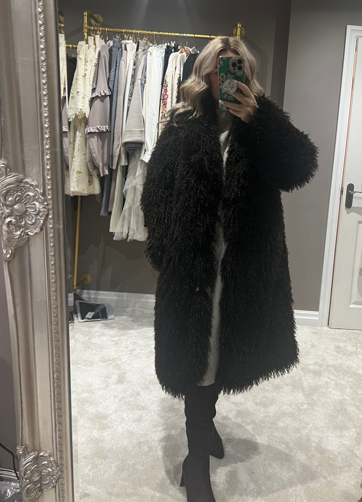 Shaggy textured fur coat