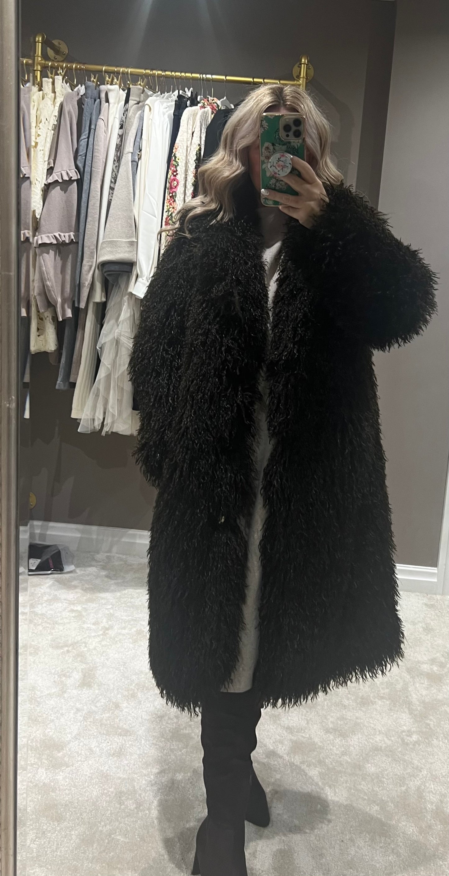 Shaggy textured fur coat