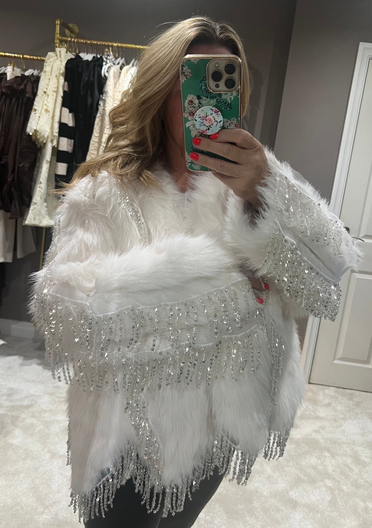 The Vogue beaded faux fur coat