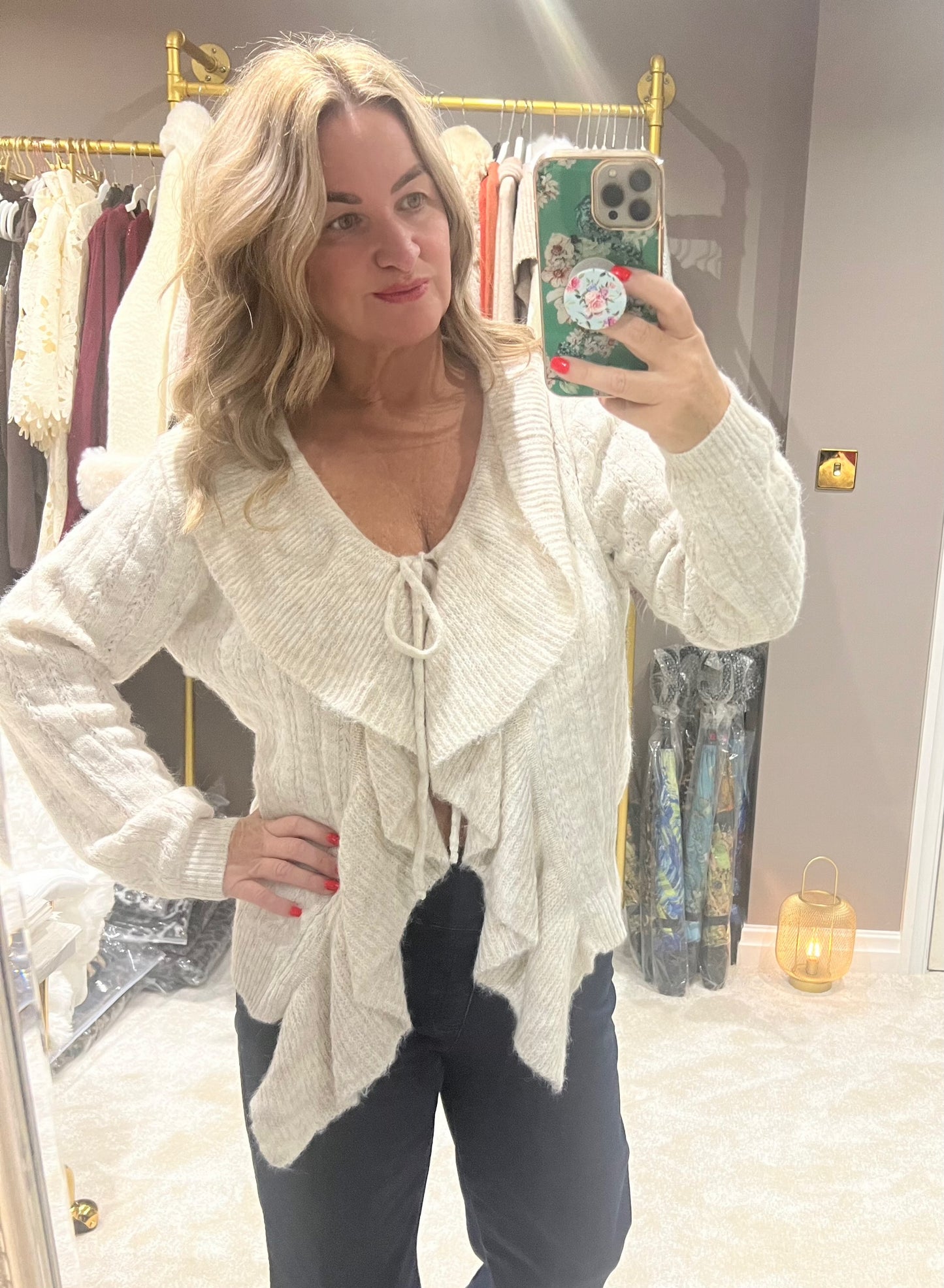 Ruffle knit cardigan