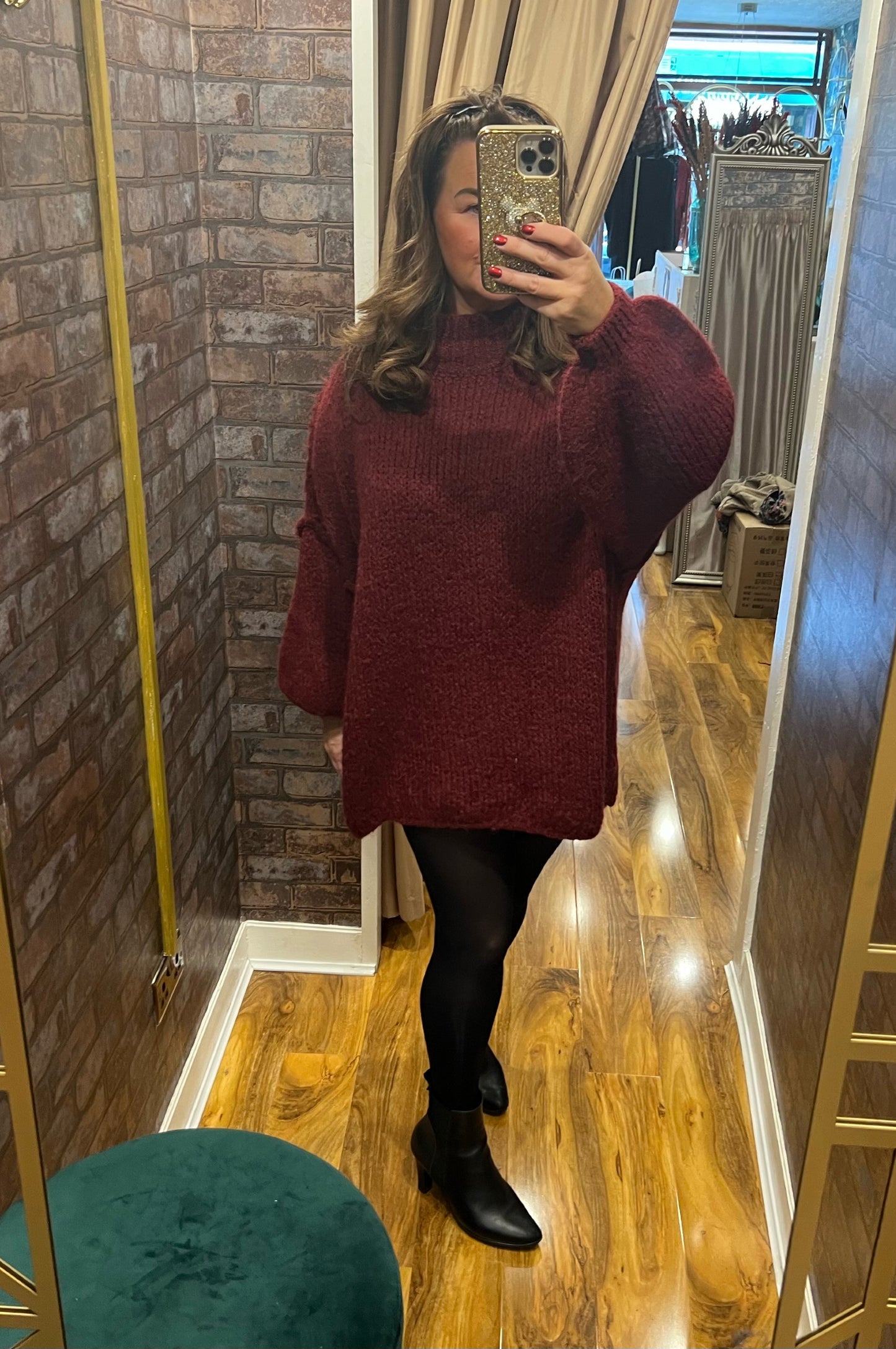 Wine soft knit slouch jumper