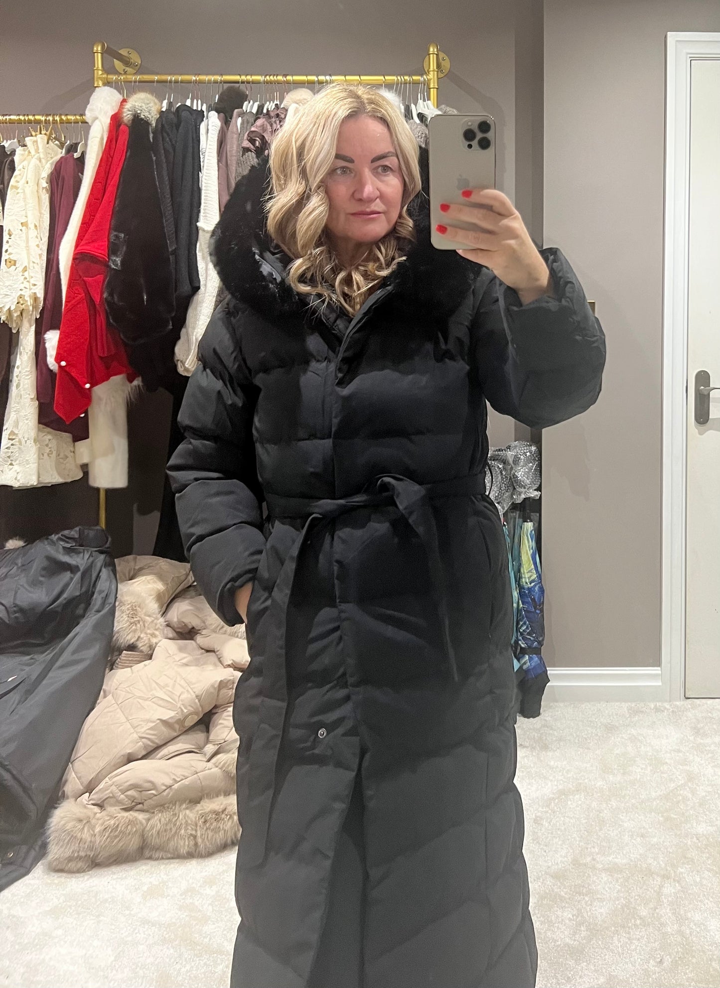 Longline puffer coat