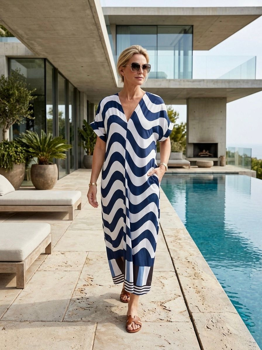 The waves silk feel dress
