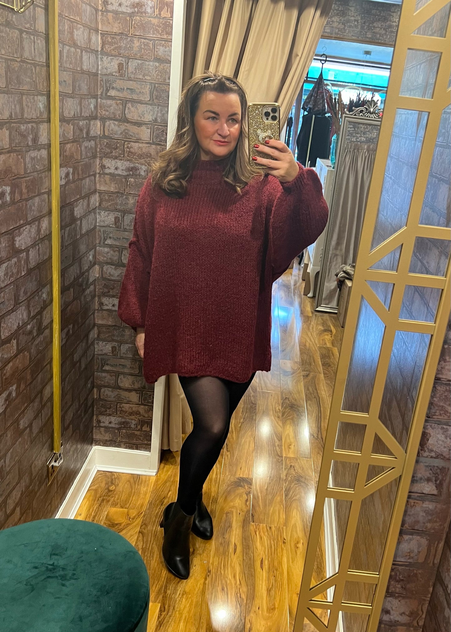 Wine soft knit slouch jumper