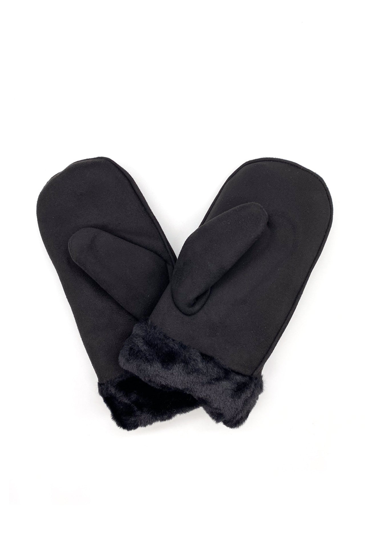 Faux suede mittens