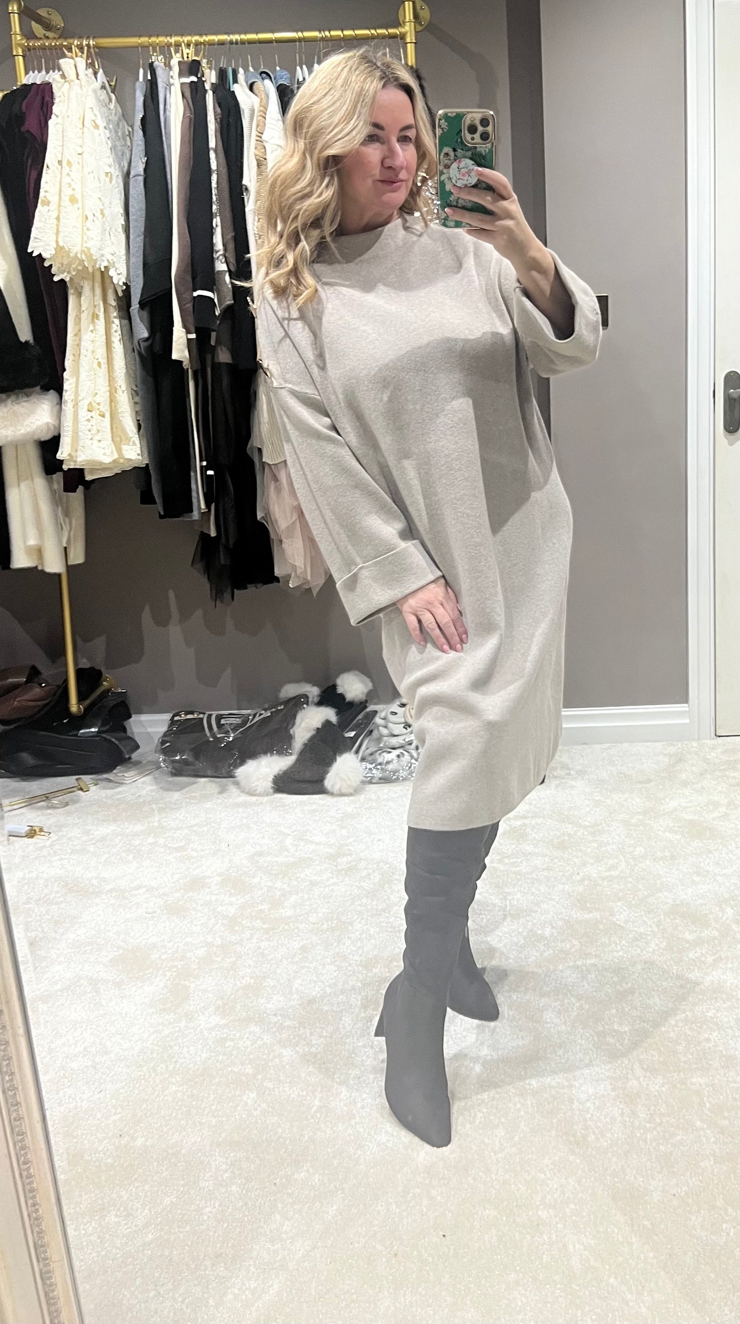 The Josie gold button jumper dress