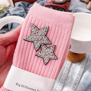 Diamanté star socks