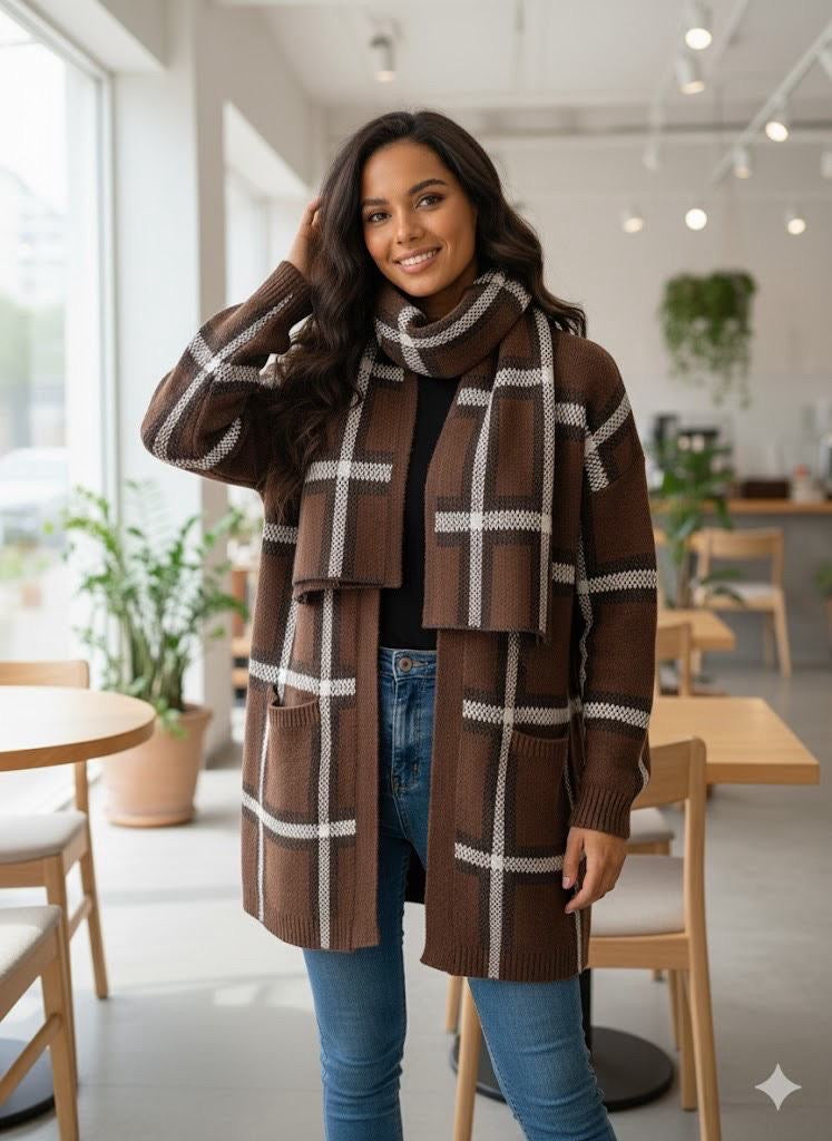 The Olivia cardigan and scarf