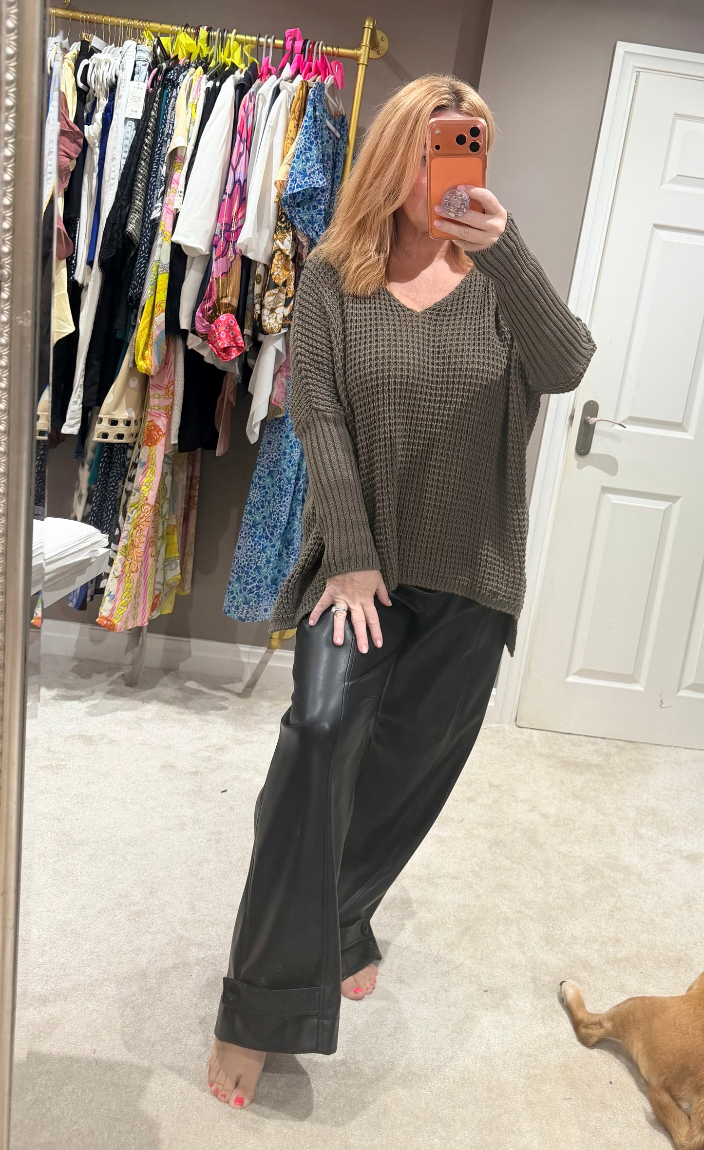 Taupe v neck jumper