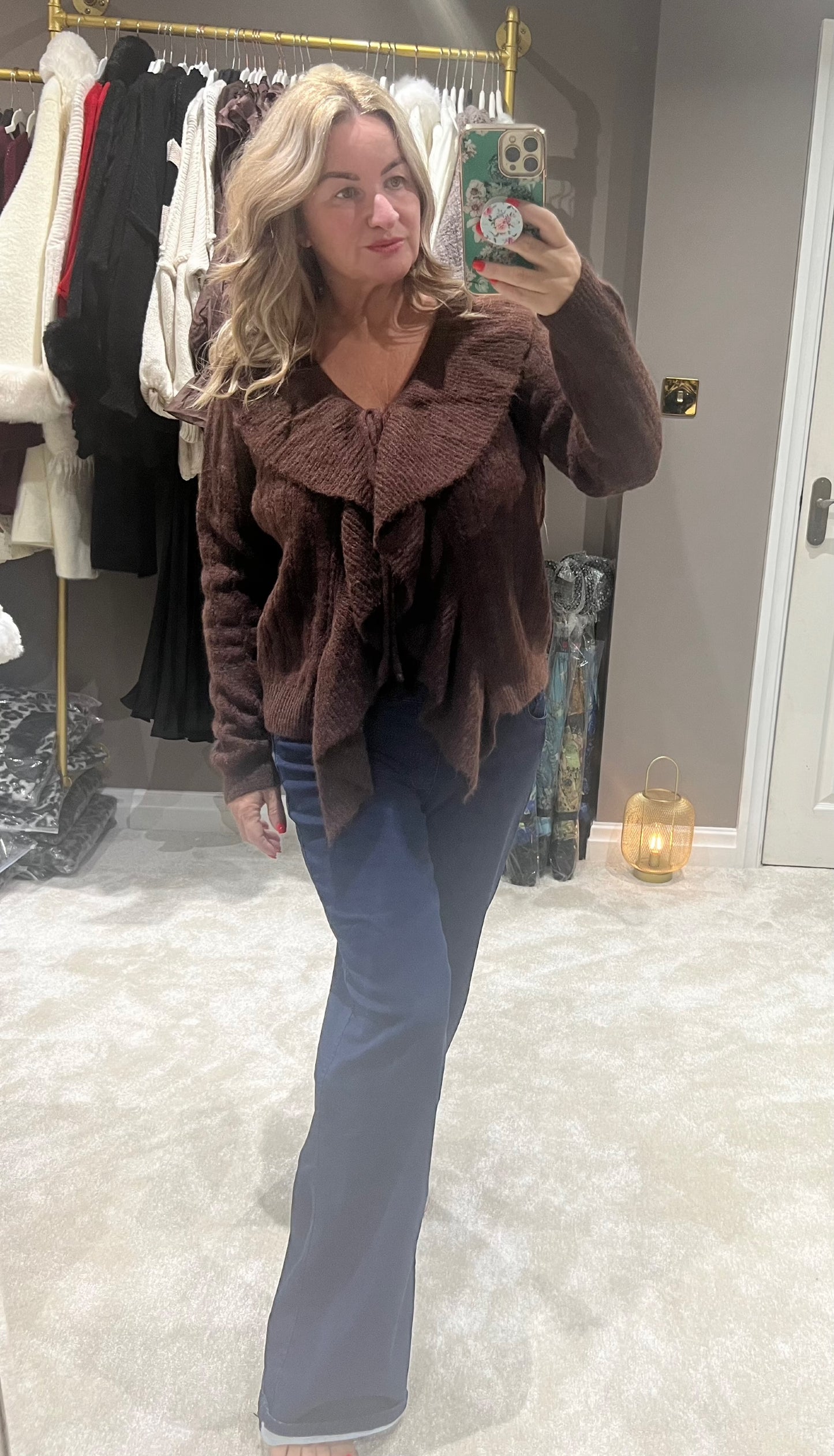Ruffle knit cardigan