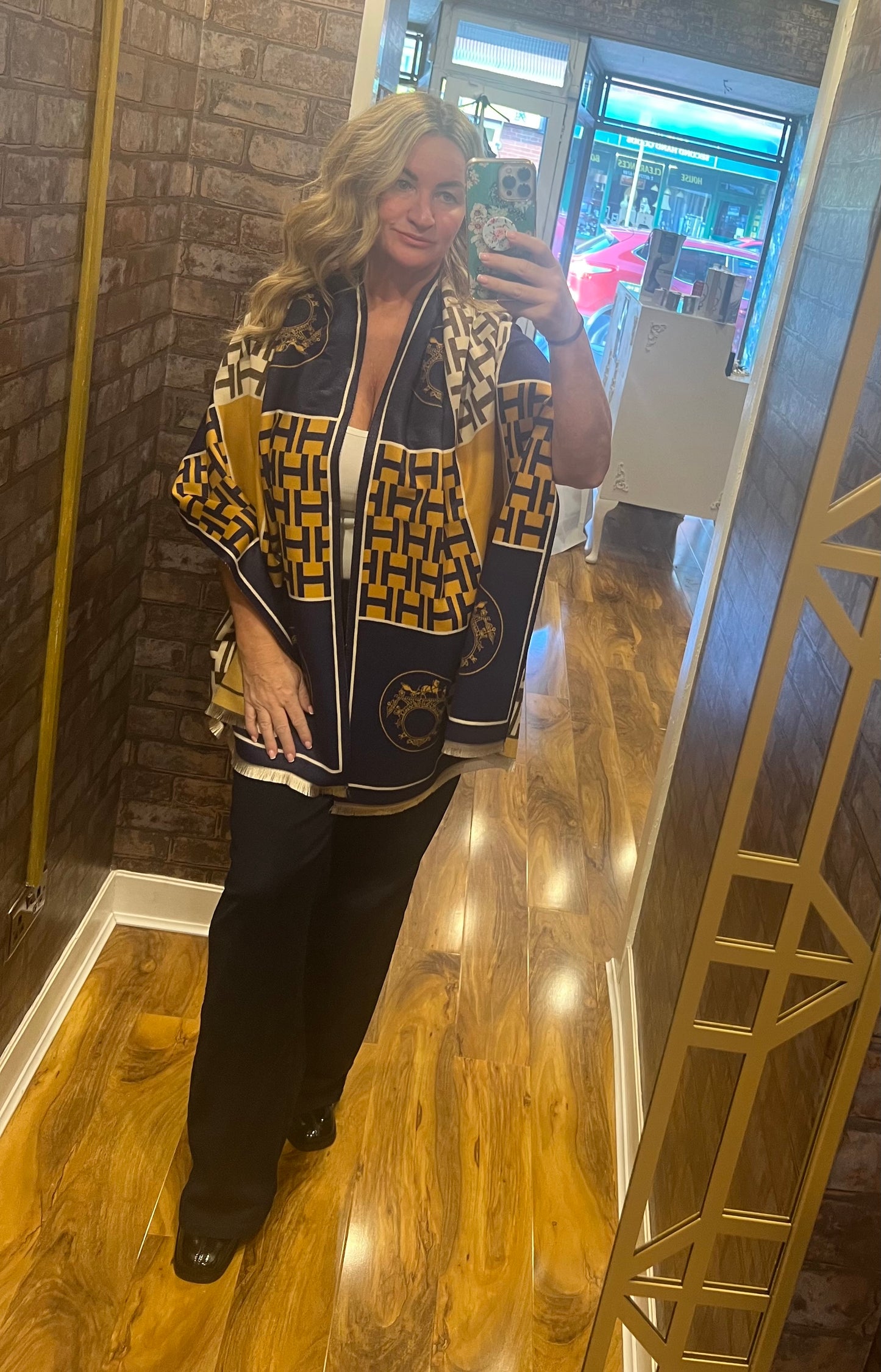 Geometric & horses print scarf
