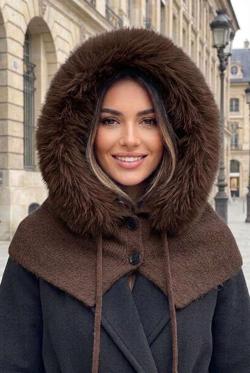 Faux fur hooded snood