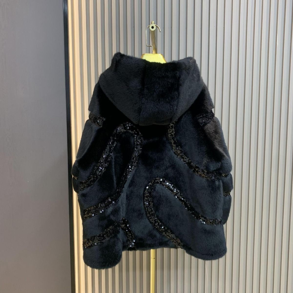 The Carrie sequin faux fur coat