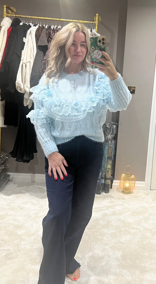 Lace knit jumper baby blue
