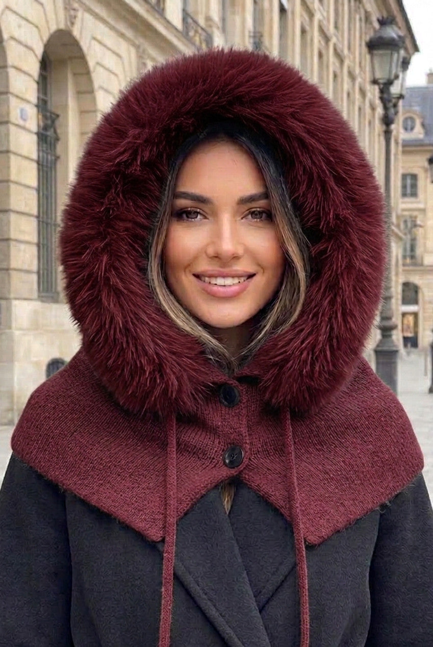 Faux fur hooded snood