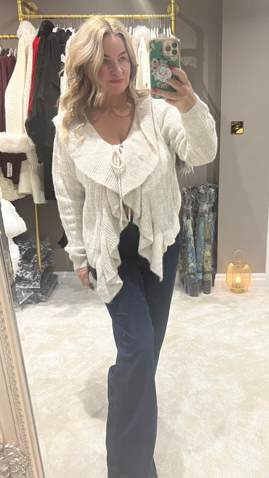 Ruffle knit cardigan