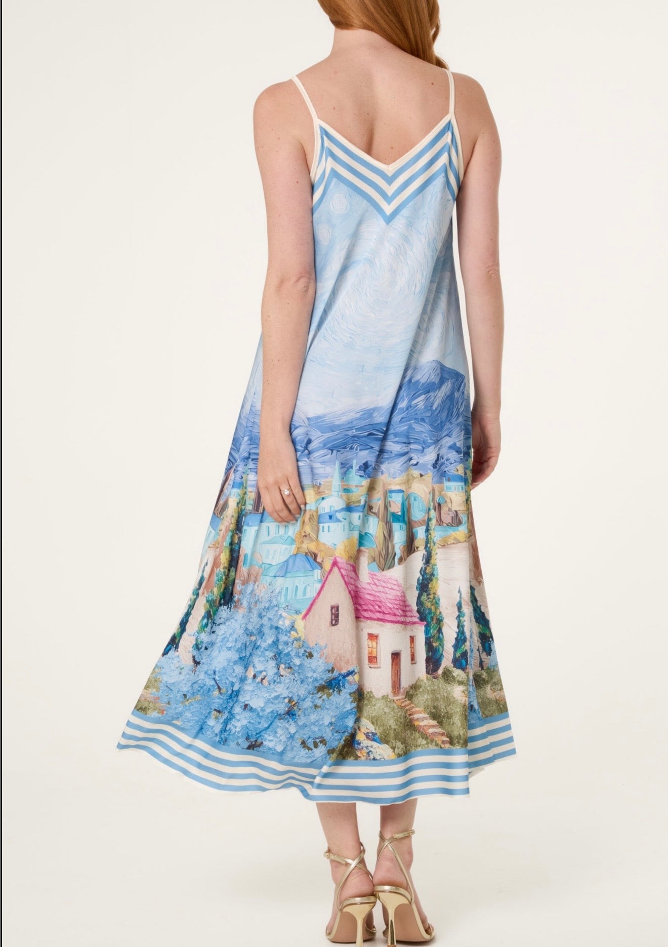 Silky scenic maxi dress