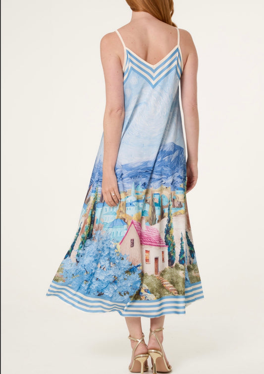 Silky scenic maxi dress