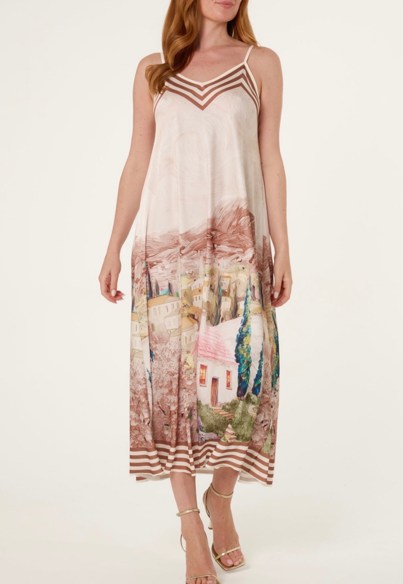 Silky scenic maxi dress
