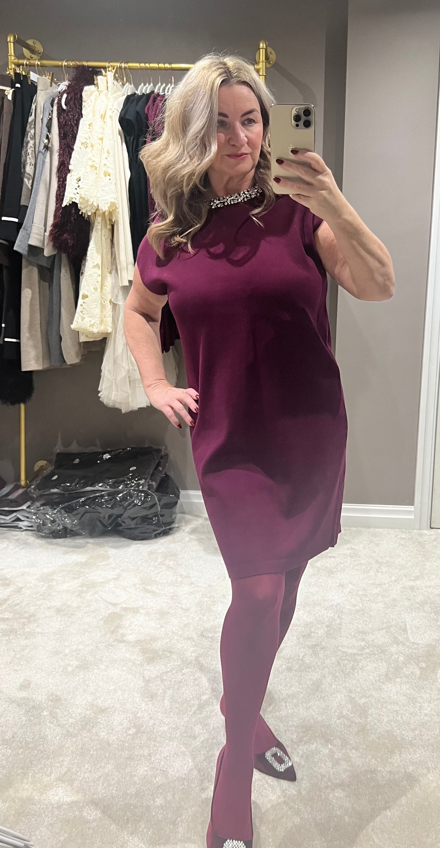 Diamanté neck dress