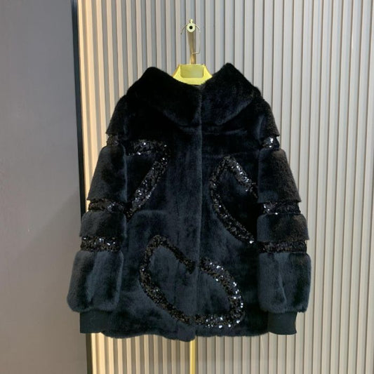 The Carrie sequin faux fur coat