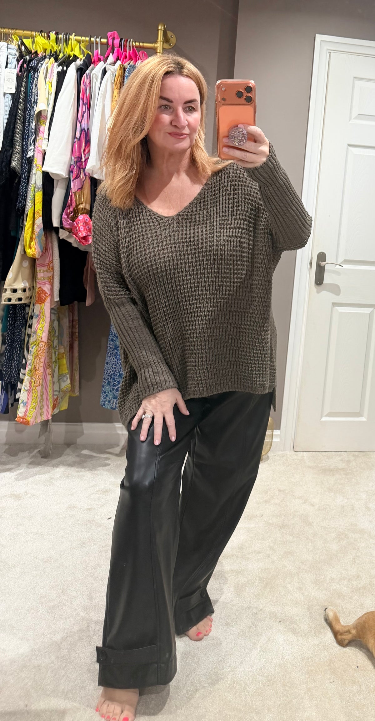 Taupe v neck jumper