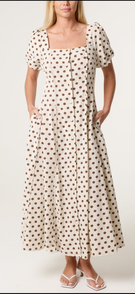 Polka dot puff sleeve dress