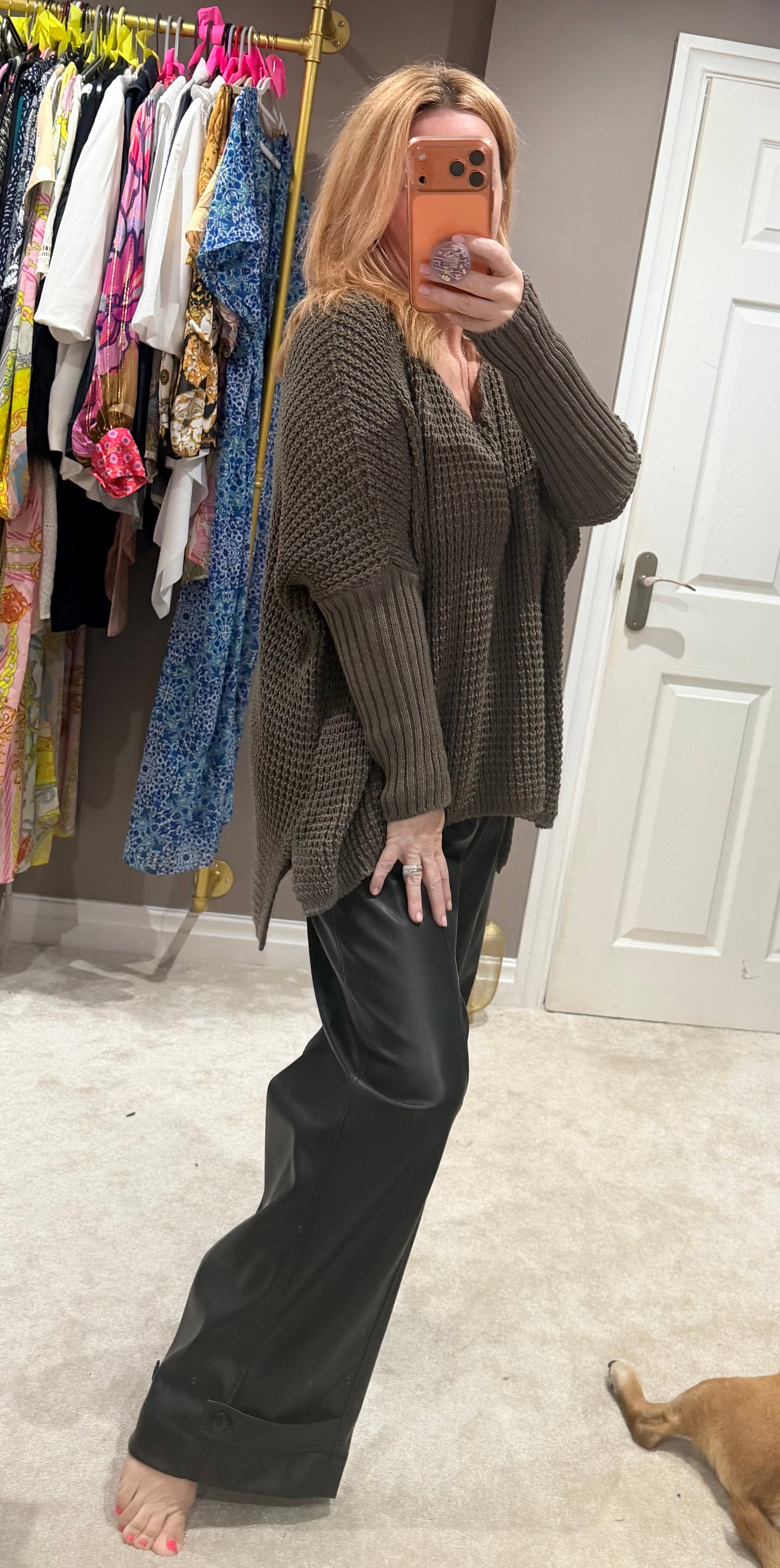Taupe v neck jumper