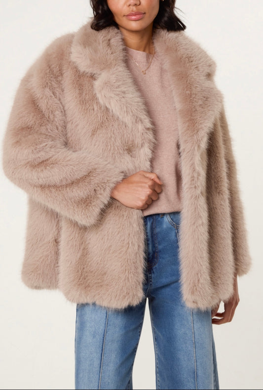 Beige faux fur