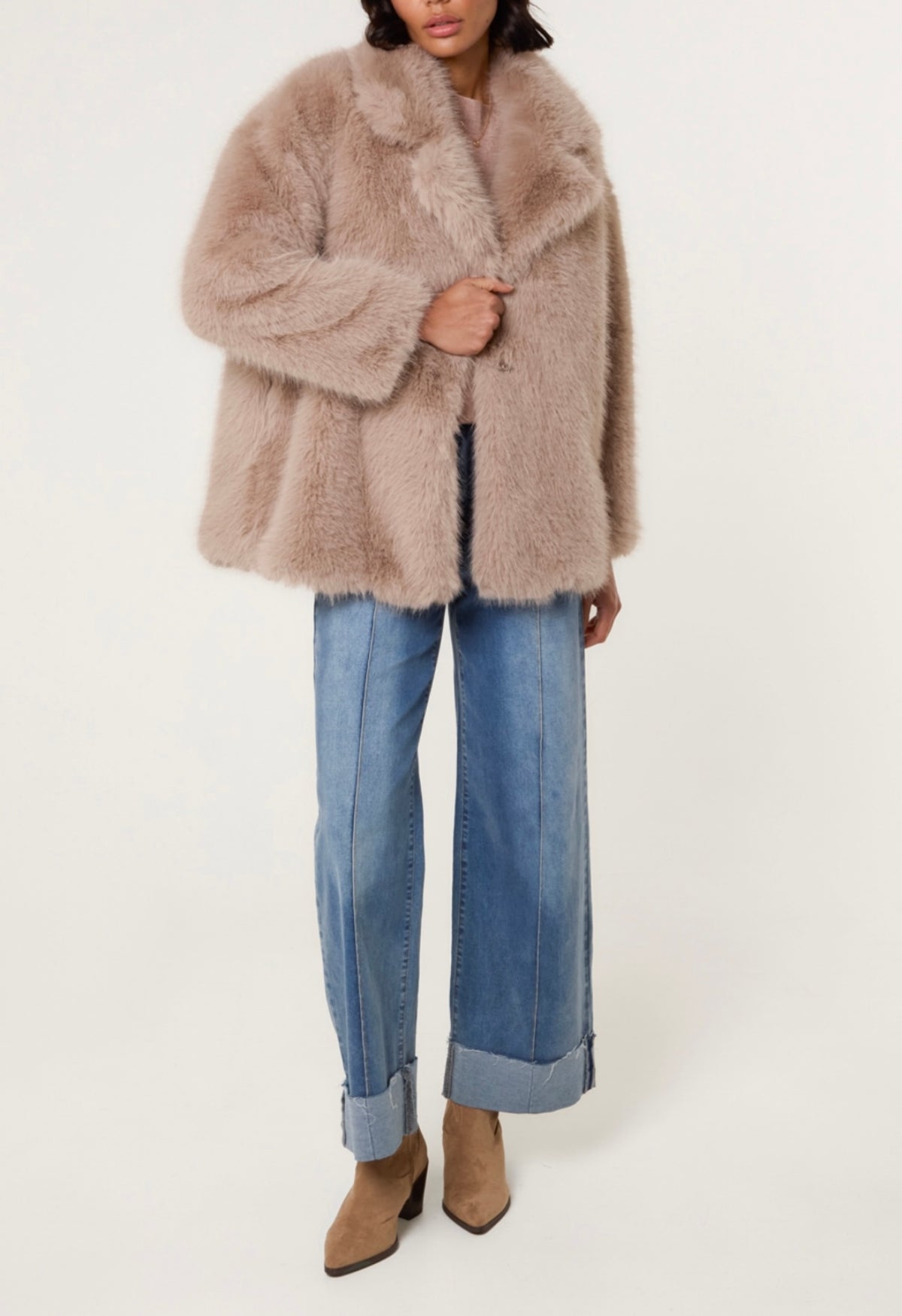 Beige faux fur