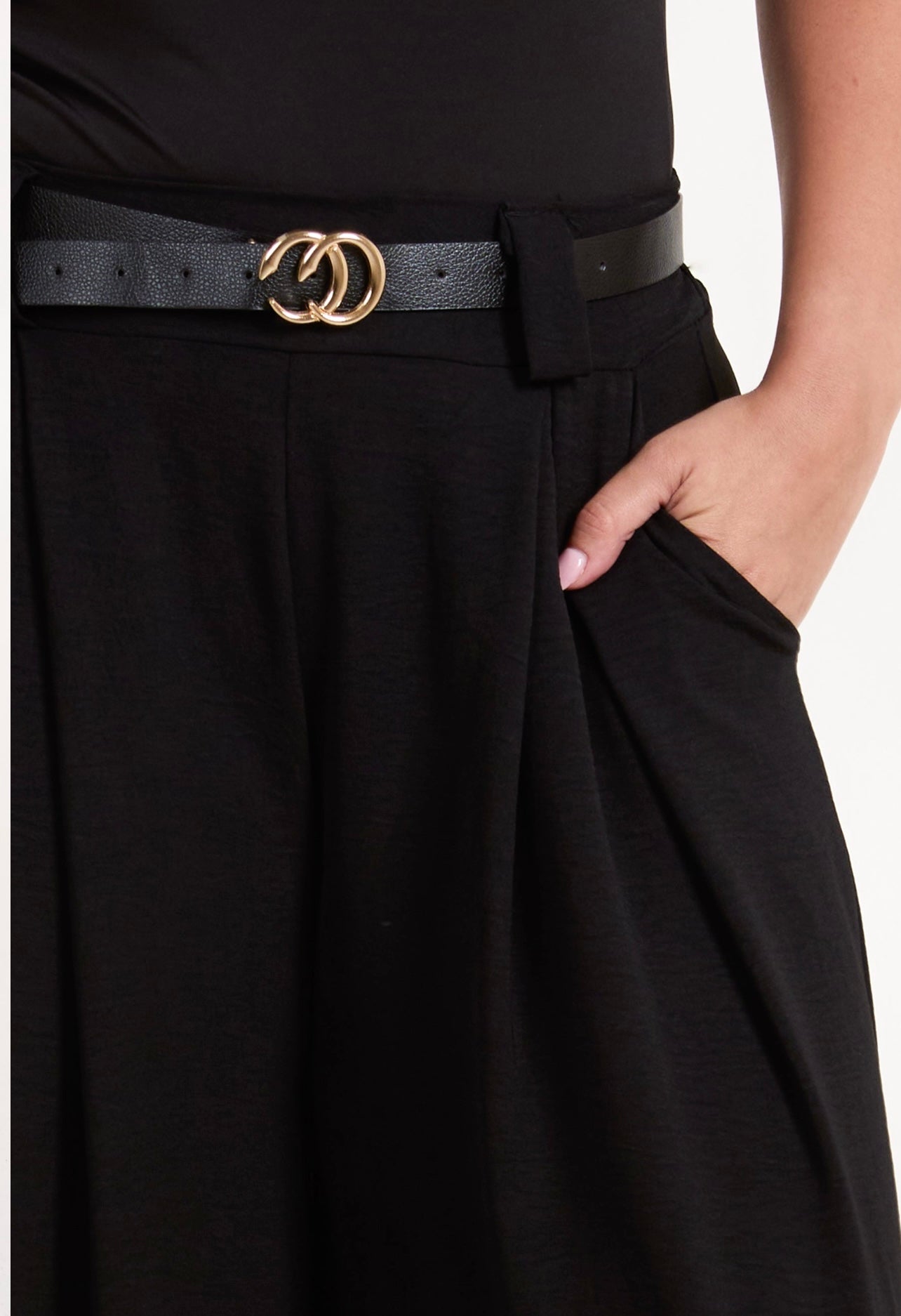 Belted wide leg trousers