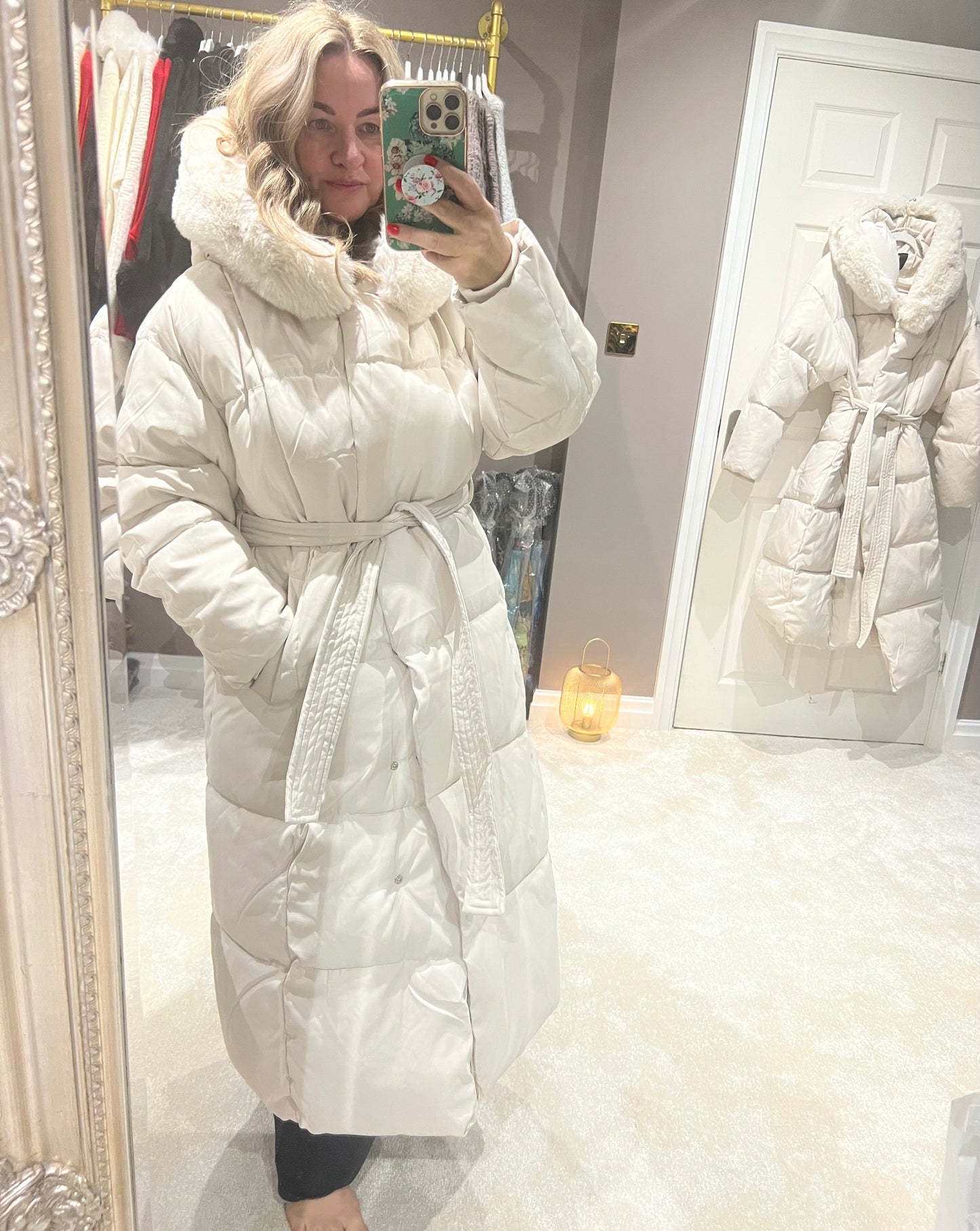 Fur hood padded puffer coat