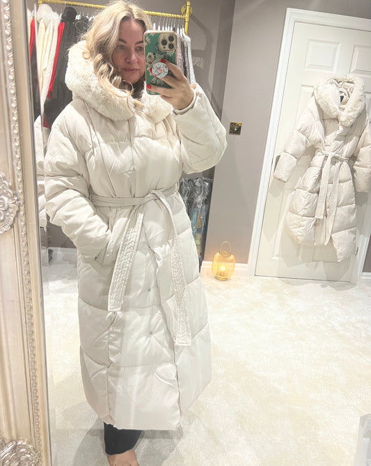 Fur hood padded puffer coat
