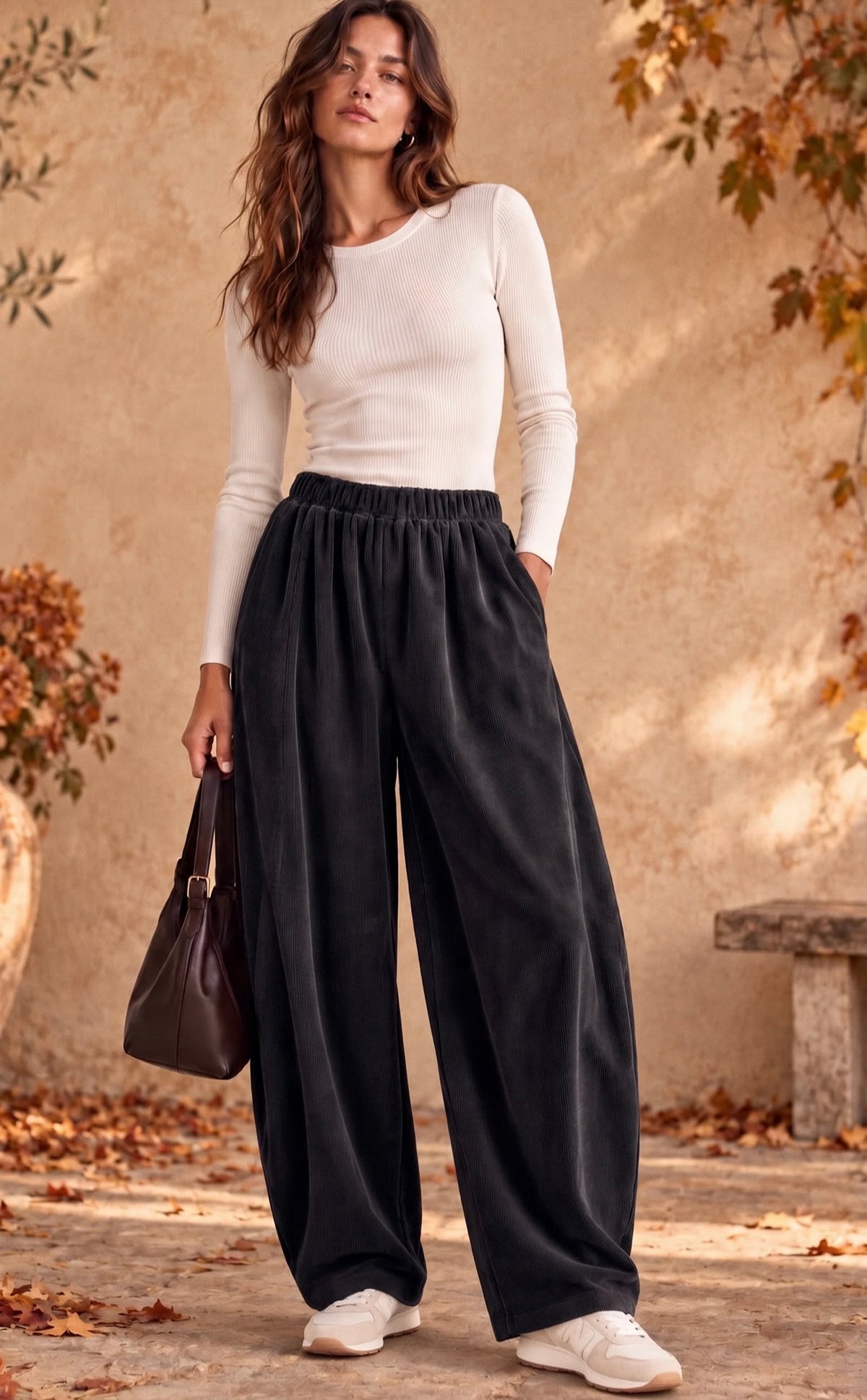 The Malissa barrel leg ribbed trouser