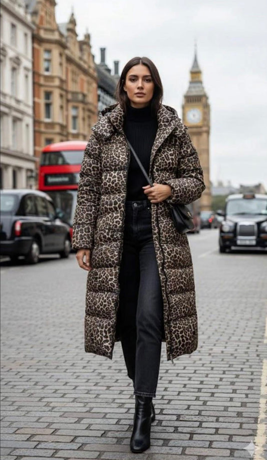 The leopard print puffer coat