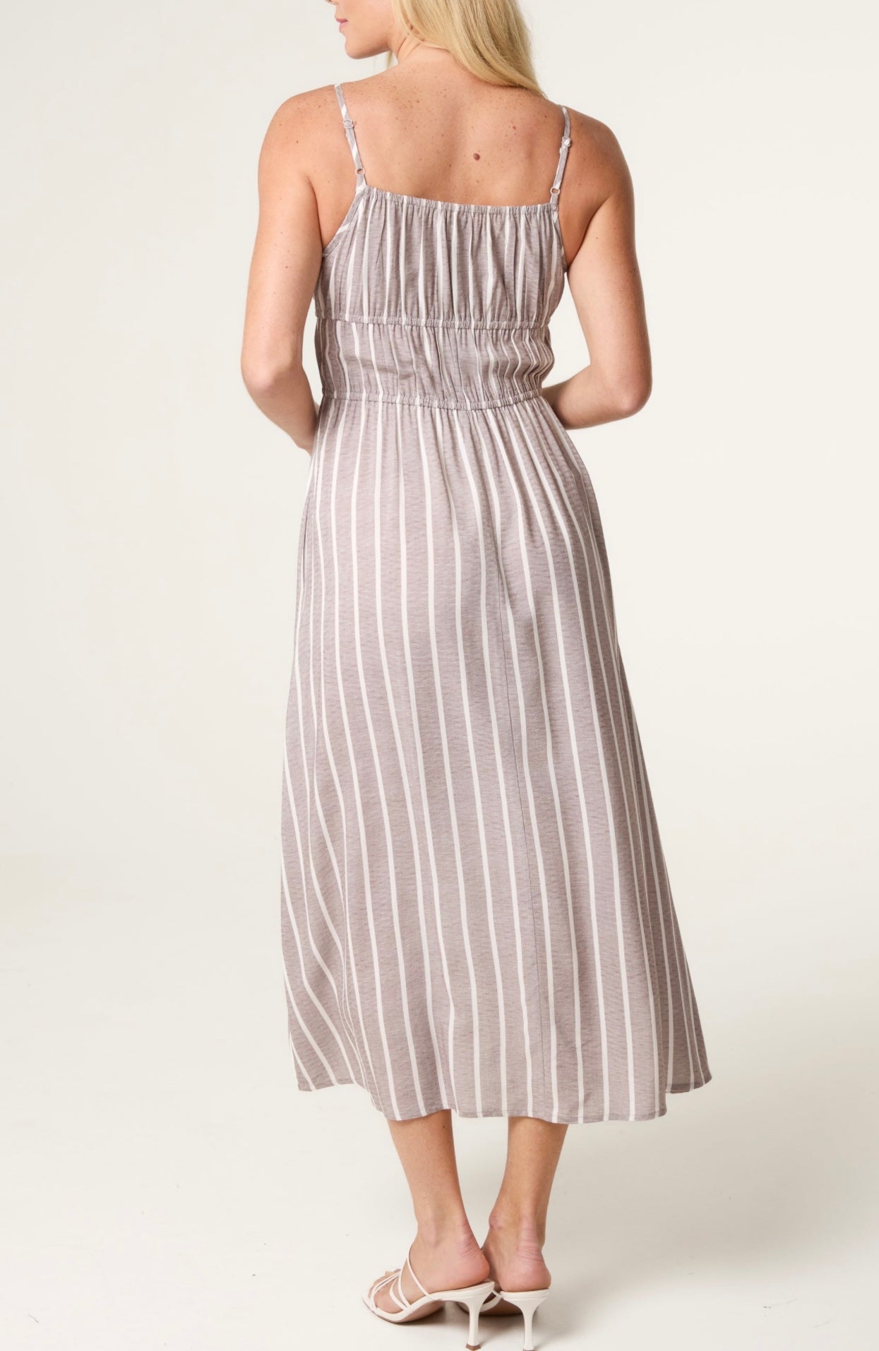 Pinstripe tie front dress