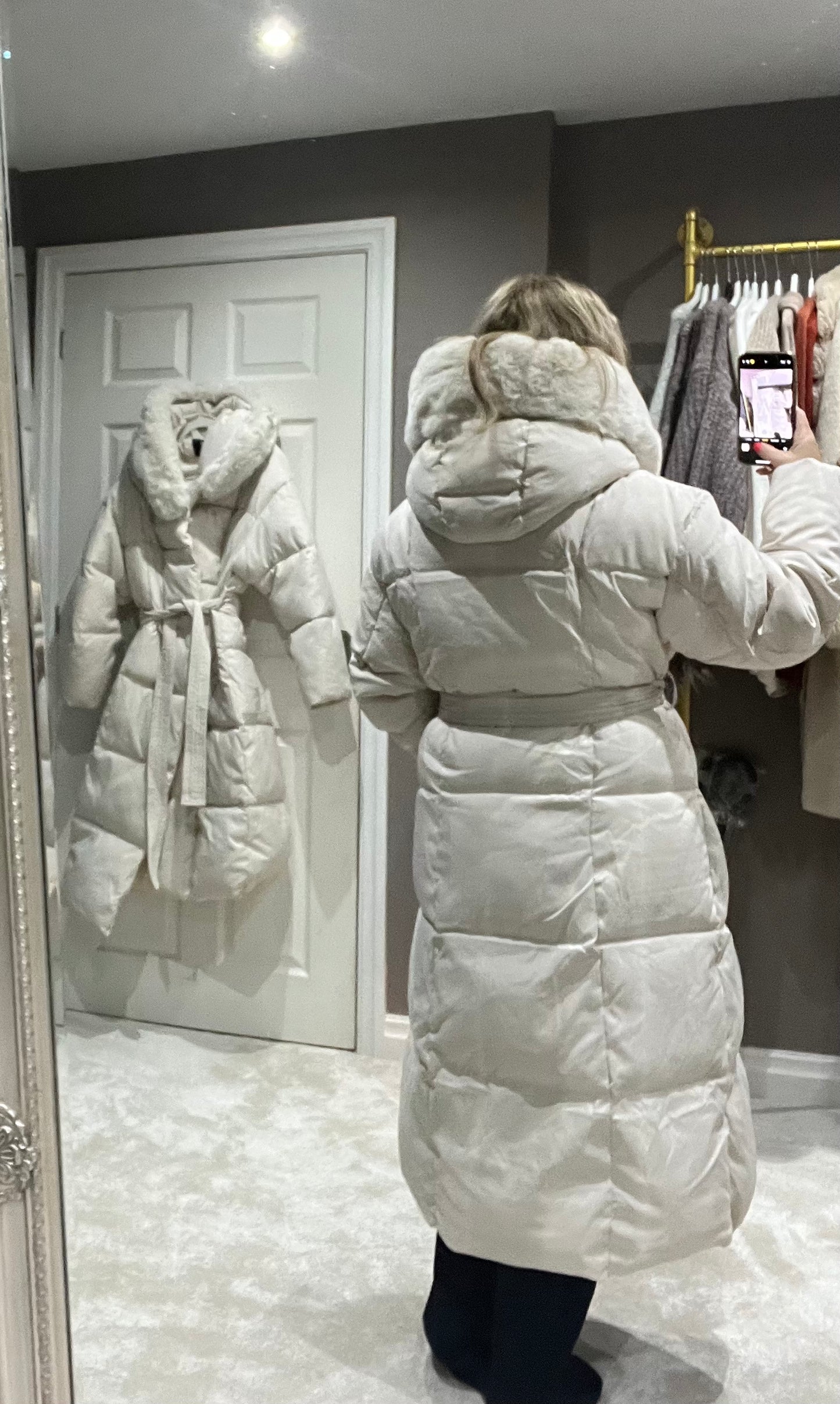 Fur hood padded puffer coat