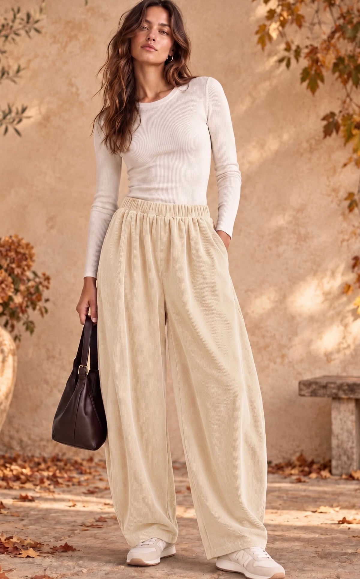The Malissa barrel leg ribbed trouser