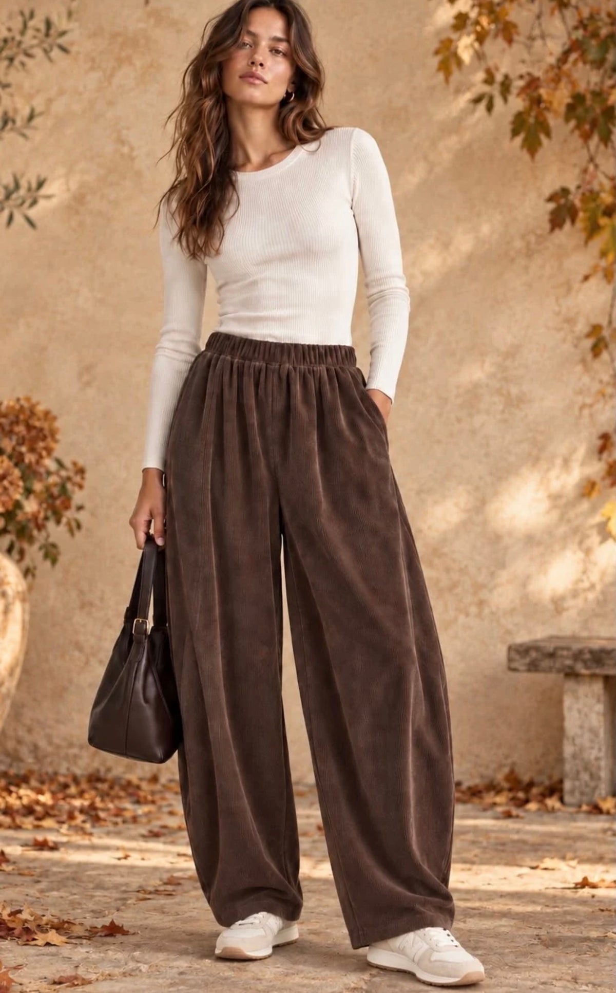 The Malissa barrel leg ribbed trouser