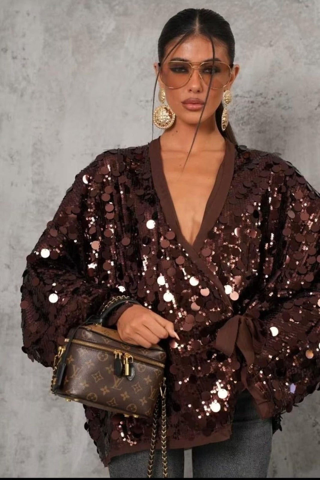 Sequin disc wrap top