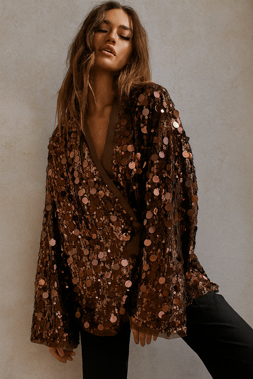 Sequin disc wrap top