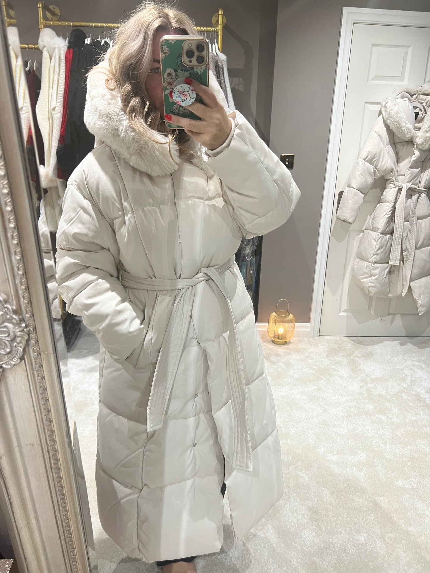 Fur hood padded puffer coat
