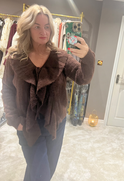 Ruffle knit cardigan